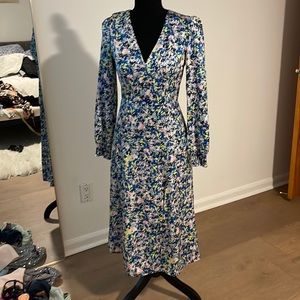 Aqua spring dress with side slit